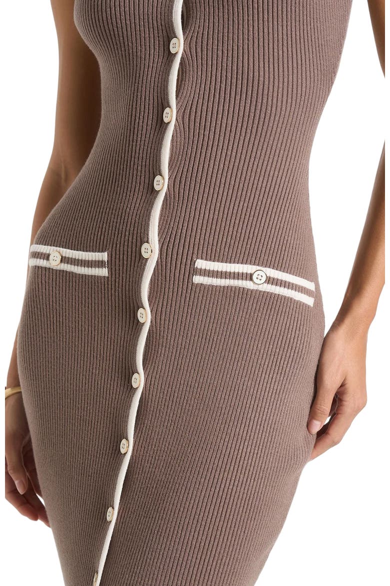 Daphne Rib Knit Contrast Midaxi Dress, Alternate, color, Brown/Cream