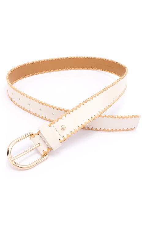 straw edge leather belt