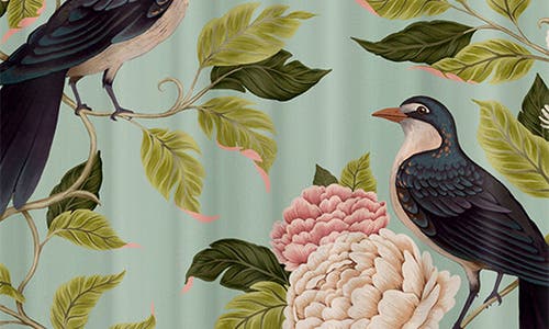 Deny Designs Natural Matter Bird Song Shower Curtain In Turquoise