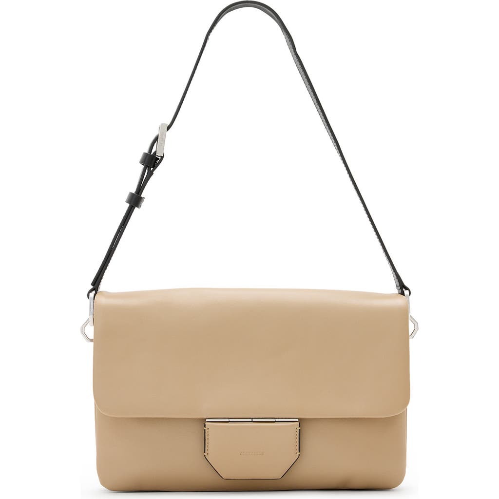 Shop Allsaints Ondine Leather Shoulder Bag In Mink Brown