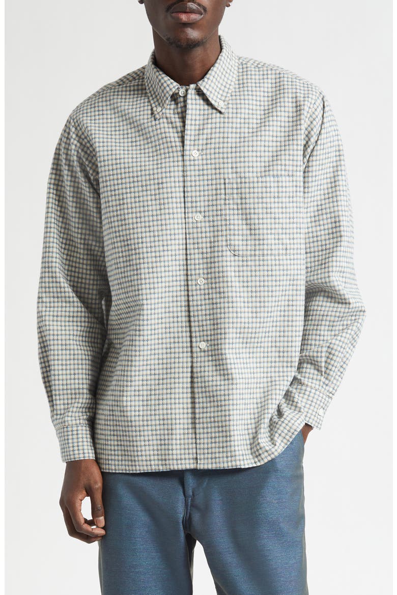 Plaid Dobby Button-Down Shirt, Main, color, WHITE
