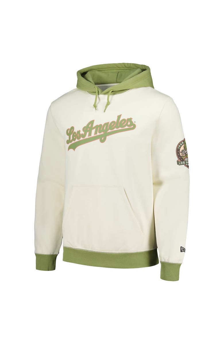 New Era Men's New Era Cream/Green Los Angeles Dodgers Color Pop Pullover Hoodie, Alternate, color, Cream
