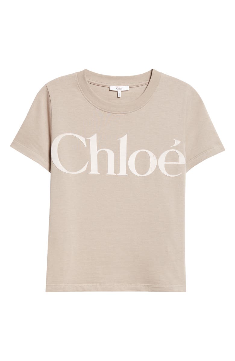 Chloé Logo Appliqué Cotton T-Shirt, Alternate, color,