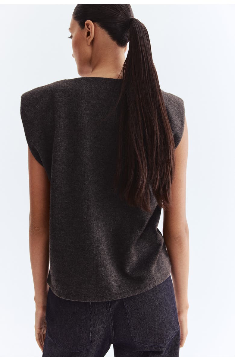 H&M Knitted Top, Alternate, color, Dark Gray Melange