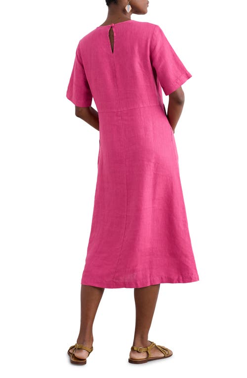 Seasalt Cornwall Grass Wave Linen Midi Dress In Tulip