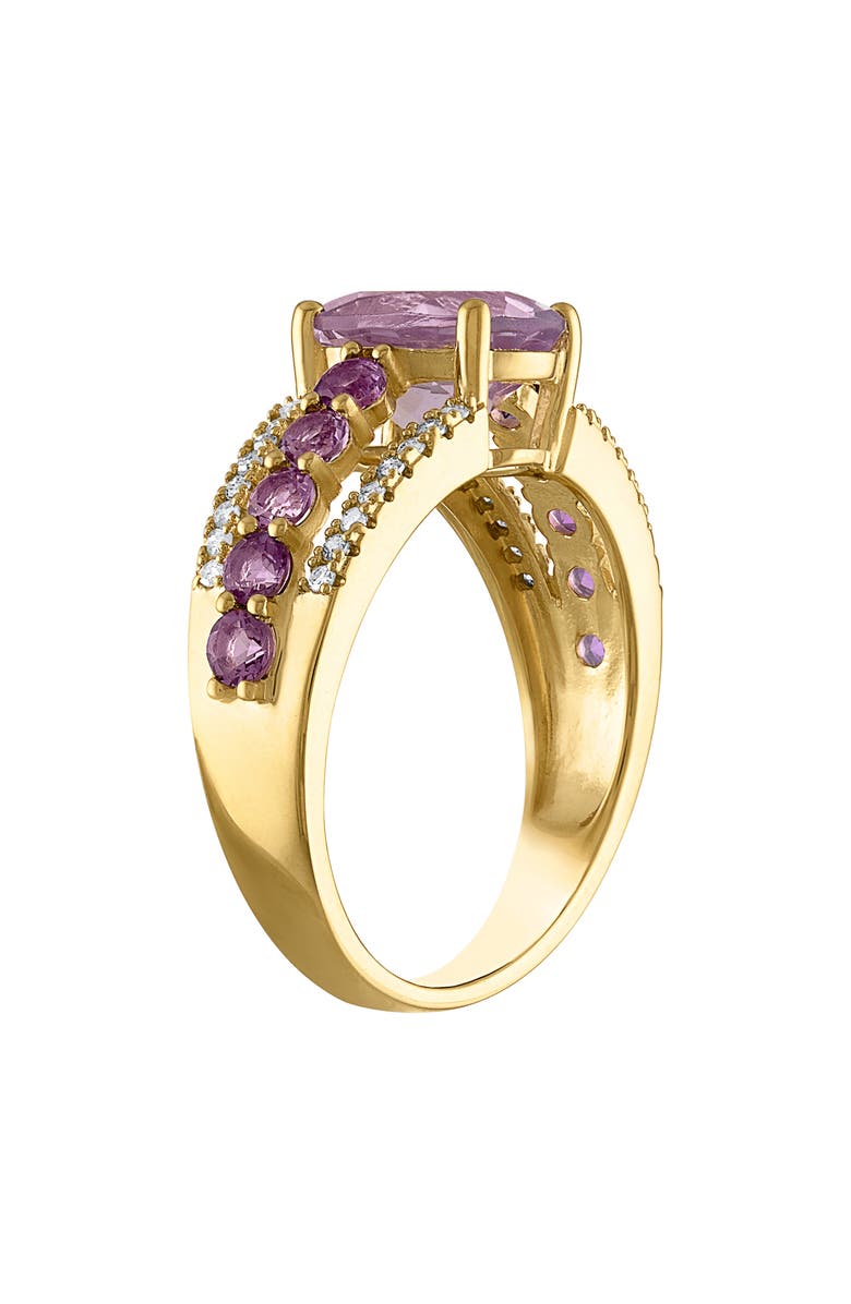 FZN 14K Gold Over Sterling Silver Diamond & Amethyst Ring, Alternate, color, 
