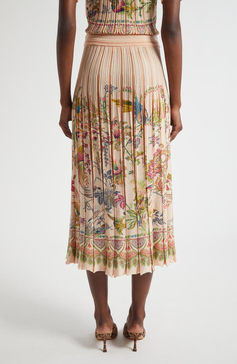 Etro Pleated Floral Midi Sweater Skirt, Alternate, color, Pink