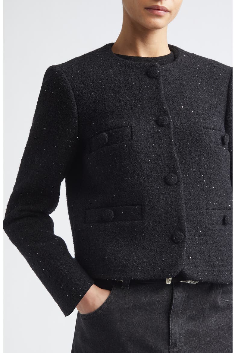 Collarless Wool Blend Jacket, Alternate, color, 22 BLACK