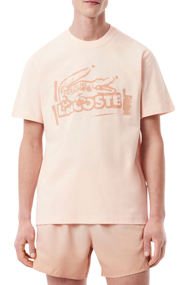 Lacoste Stencil Classic Fit Graphic T-Shirt, Main, color, Angora/ Latte
