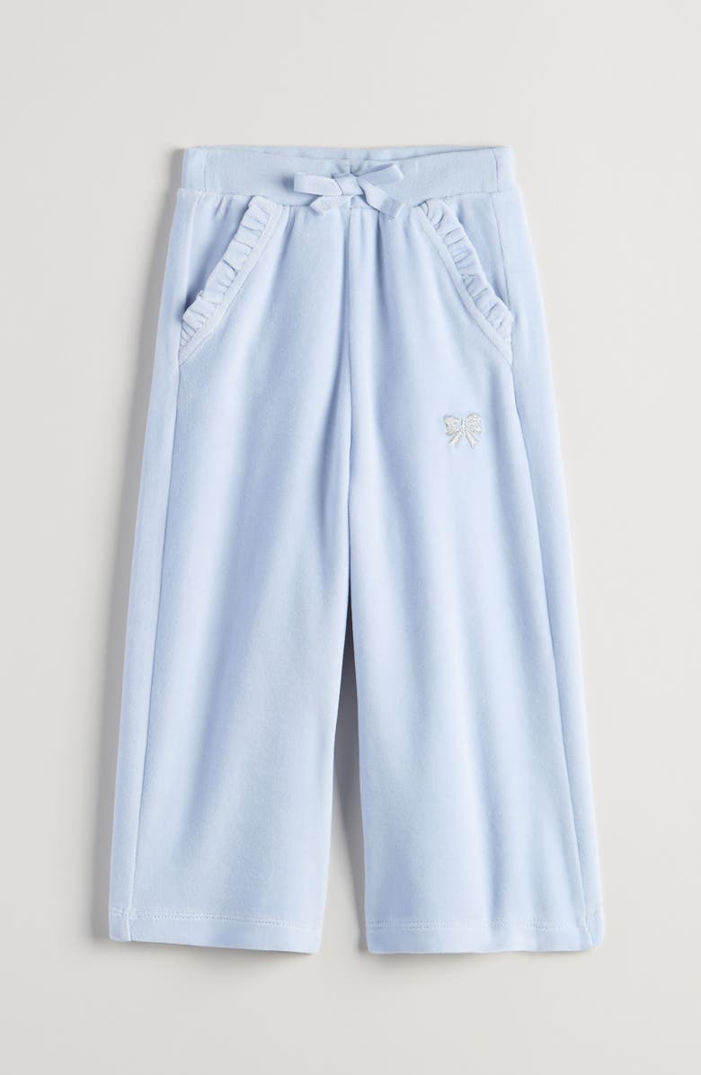 Tucker + Tate Kids' Ruffle Pocket Velour Pants, Main, color, Blue Xenon Bow Emb