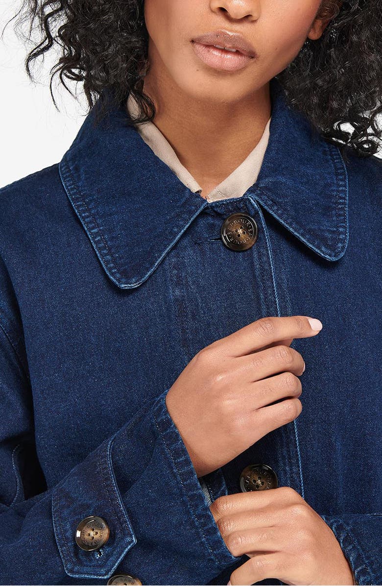 Barbour Cotton Denim Trench Coat, Alternate, color, 