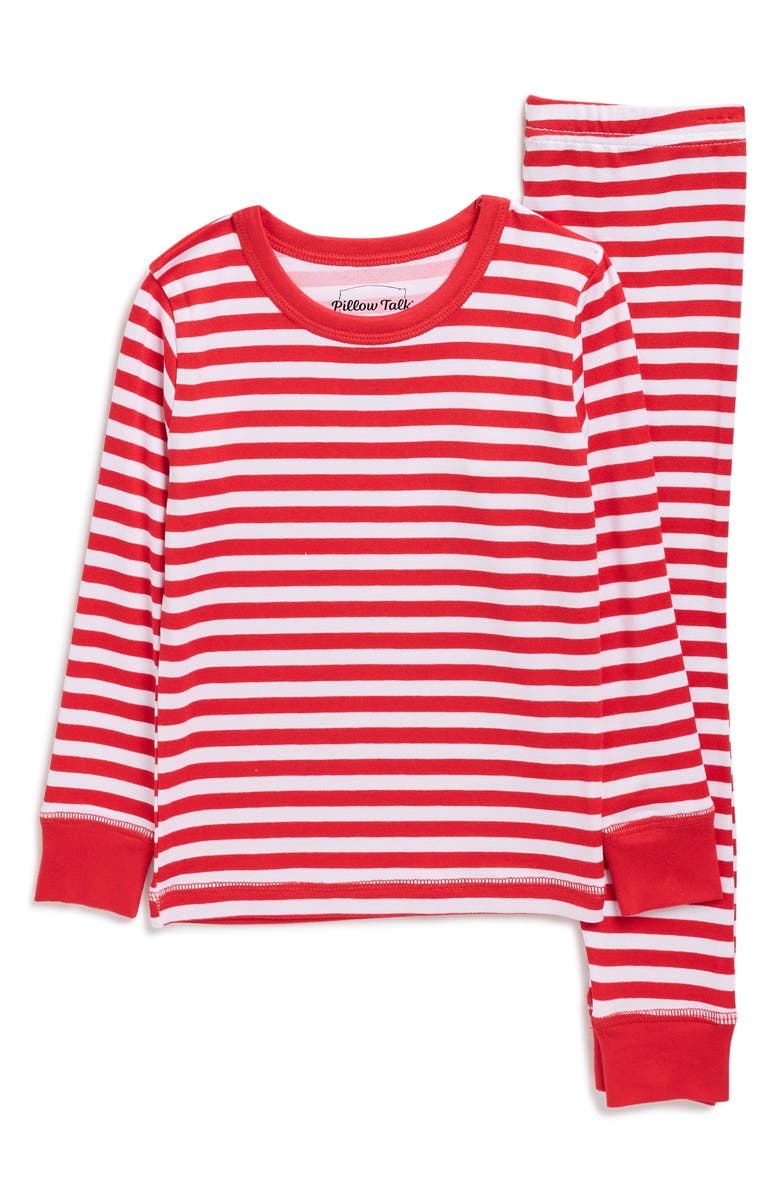 Pillow Talk Kids' Matching Family Stripe Long Sleeve Pajamas, Main, color, Red Candy Cane Stripe