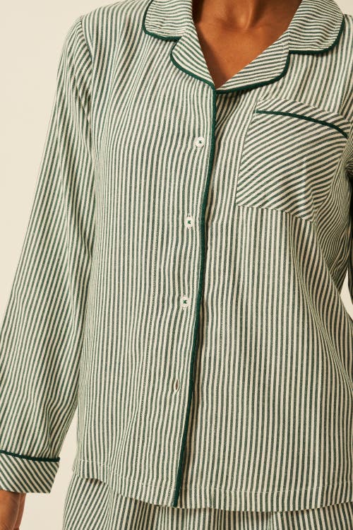 Stripe & Stare Ecovero Pyjama Top In Green