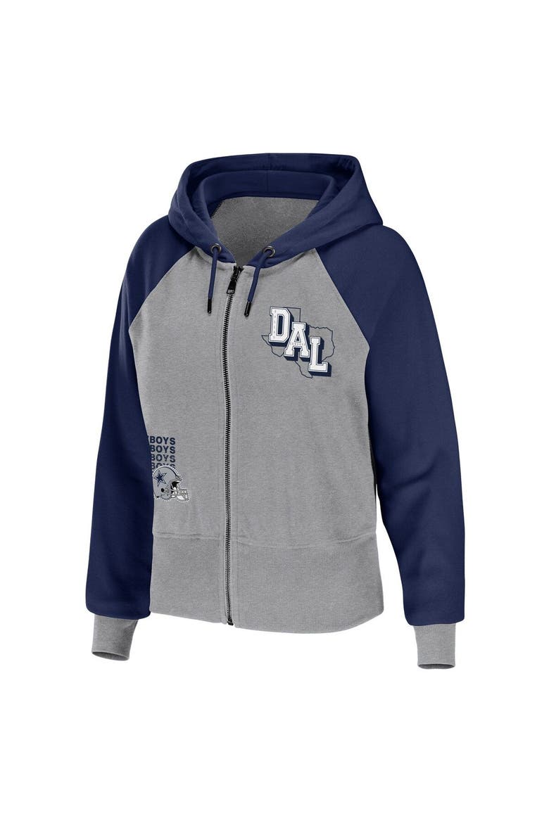 Women's WEAR by Erin Andrews Silver Dallas Cowboys Colorblock Lightweight Full-Zip Hoodie, Alternate, color, Gray