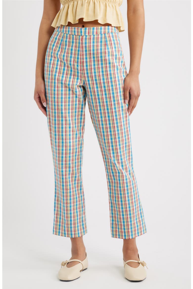 Iria Check Cotton & Linen Capri Pants, Main, color, SOFIA CHECK