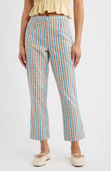 Iria Check Cotton & Linen Capri Pants