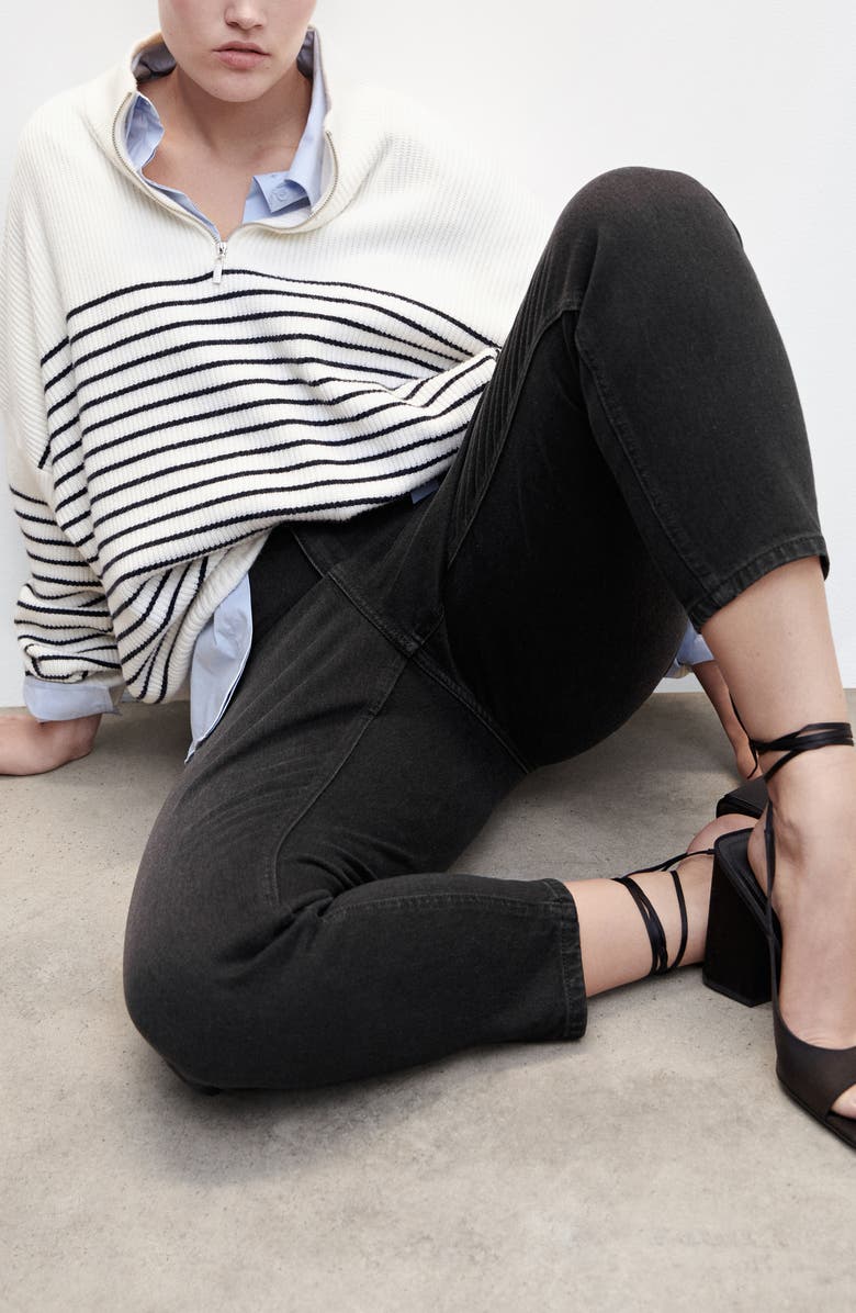 MANGO High Waist Ankle Tapered Mom Jeans, Alternate, color, 