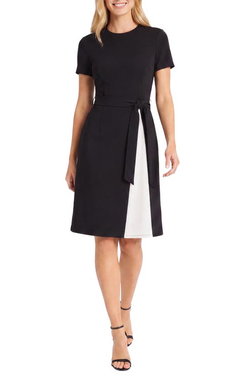 Colorblock Short Sleeve A-Line Dress