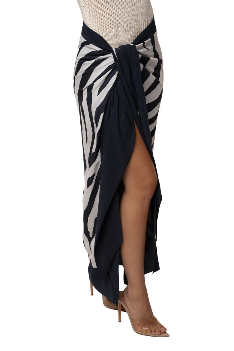 Wild Current Sarong, Alternate, color, Navy Zebra