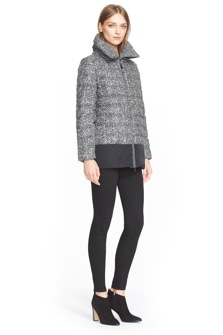 'Dauphin' Water Resistant Tweed Down Puffer Coat, Alternate, color, GREY