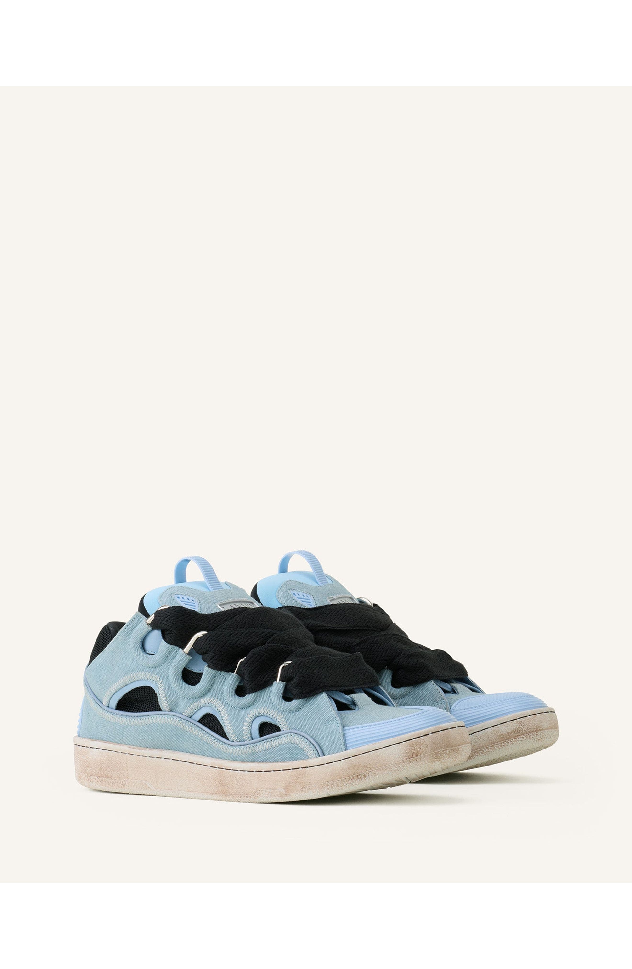 Lanvin Curb Canvas Sneakers, Alternate, color, Blue/Amber