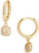 Argento Vivo Sterling Silver CZ Pavé Drop Hoop Earrings