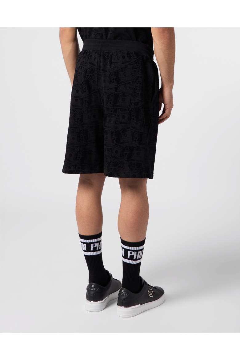 Fleece Shorts All-Over Dollar Skull Men, Alternate, color, black/black