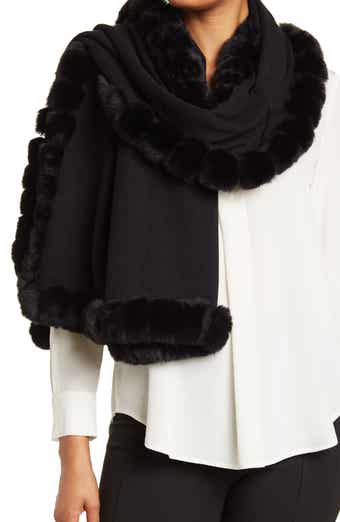 La Fiorentina Faux Fur Trim Wrap Scarf