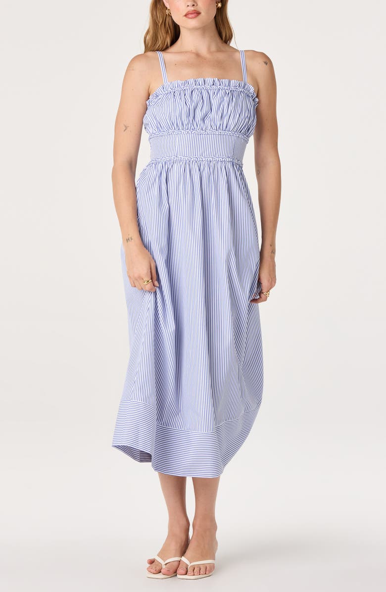 ASTR the Label Montserrat Stripe Midi Dress, Main, color, Blue Stripe