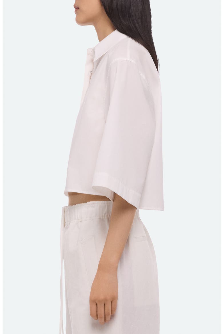 Button Back Boxy Cotton Cotton Button-Up Shirt, Alternate, color, WHITE