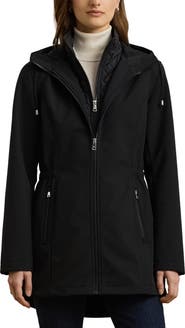 Lauren Ralph Lauren Hooded Soft-Shell Jacket with Interior Quilted Bib