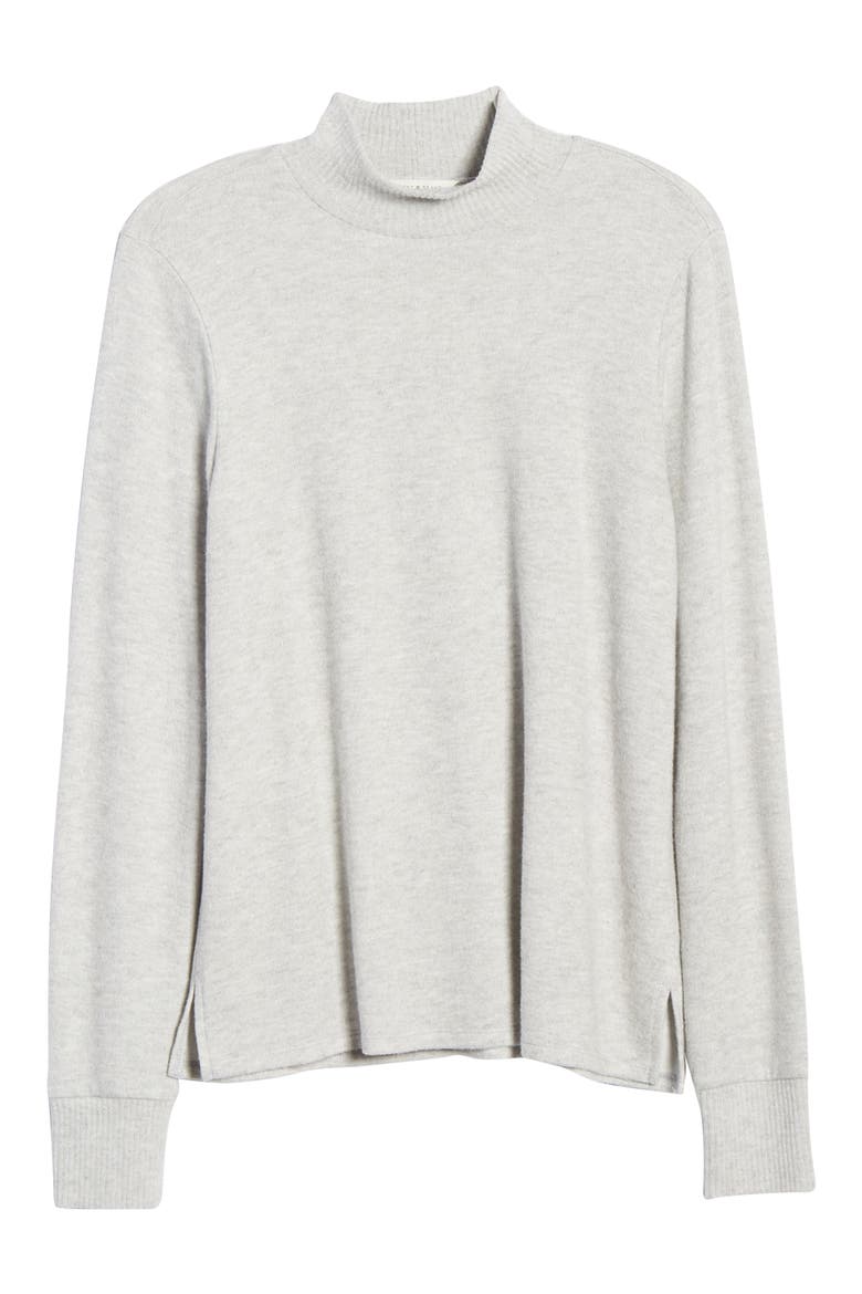 Mock Neck Cloud Jersey Top, Alternate, color, HEATHER GREY