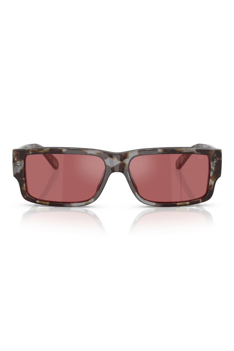 57mm Rectangular Sunglasses, Main, color, GREY TORTOISE/ RED HIPER