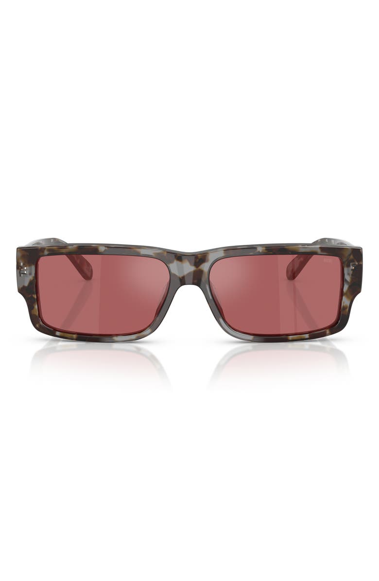 DIESEL<sup
®</sup
57mm Rectangular Sunglasses, Main, color, Grey Tortoise/ Red Hiper