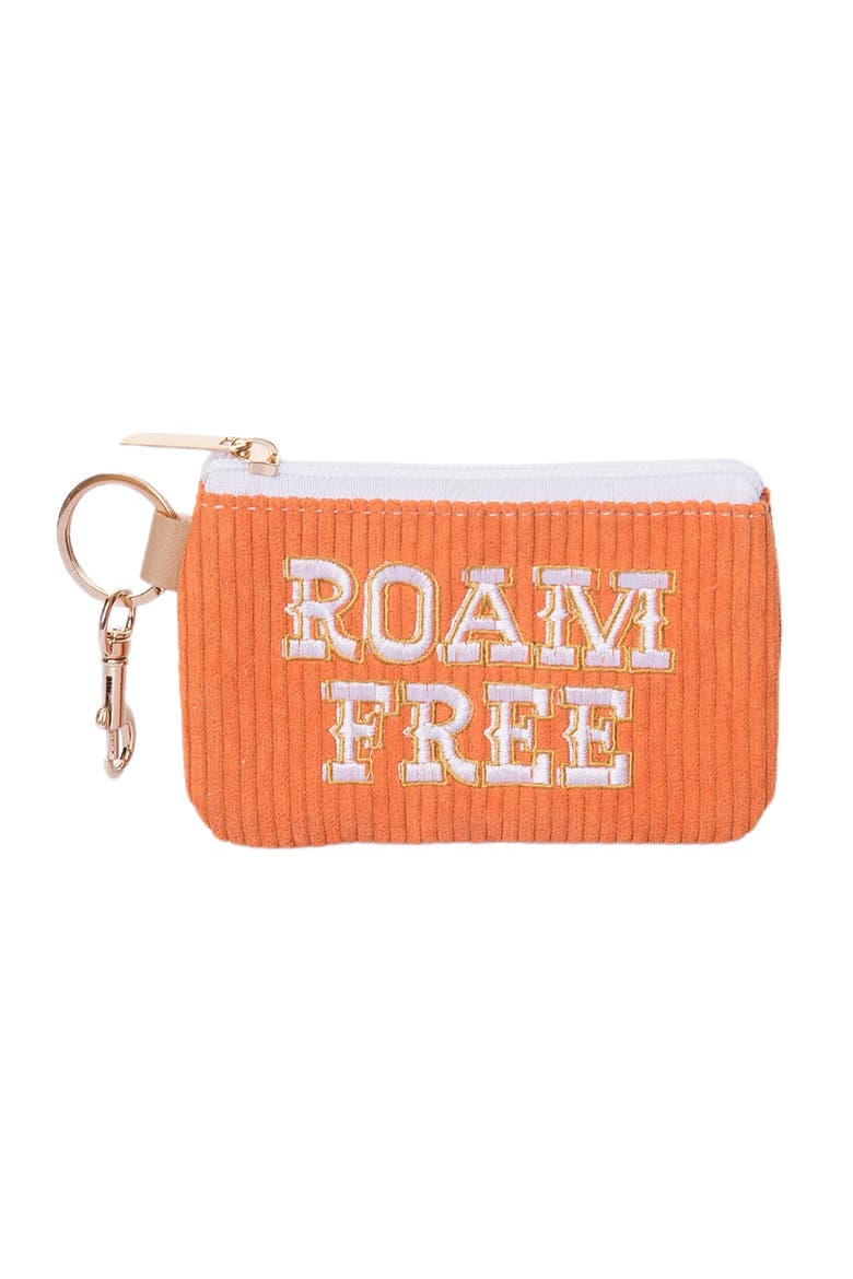 Roam Free Corduroy Zip Wallet Polyester Orange, Main, color, Orange