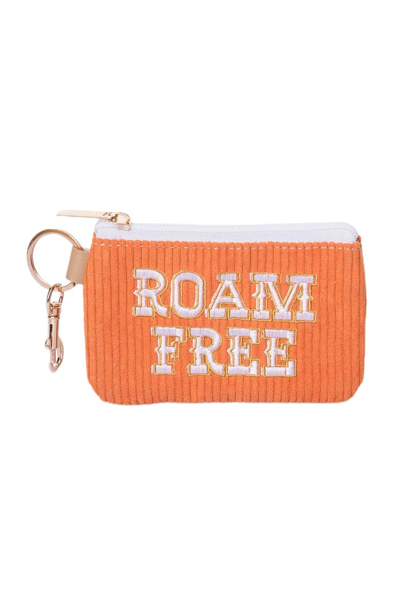 Totalee Gift Roam Free Corduroy Zip Wallet Polyester Orange, Main, color, Orange