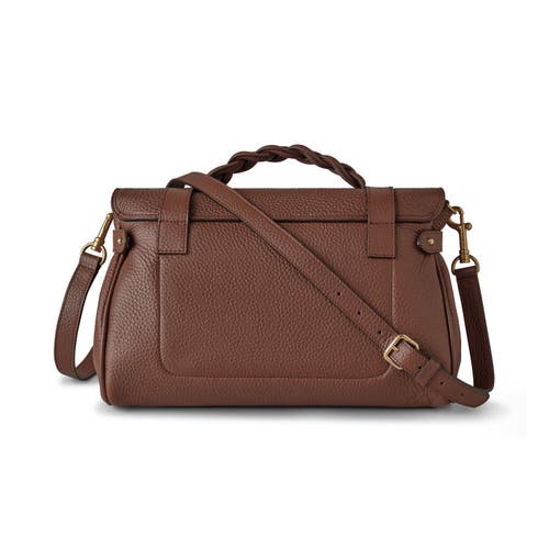 Mulberry 'alexa Heavy' Brown Top Handle Bag With Twist-lock Closure In Bright Oak