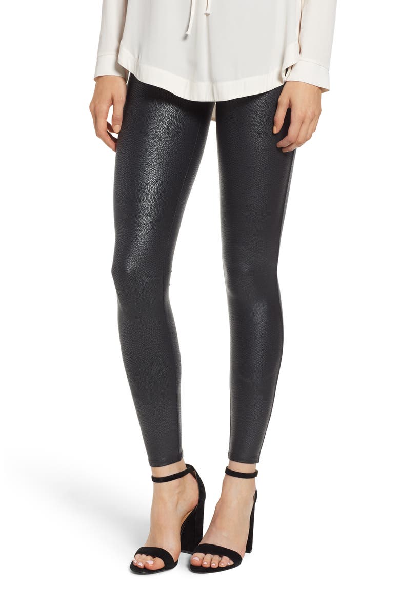 Pebbled Faux Leather Leggings, Main, color, PEBBLE GREY