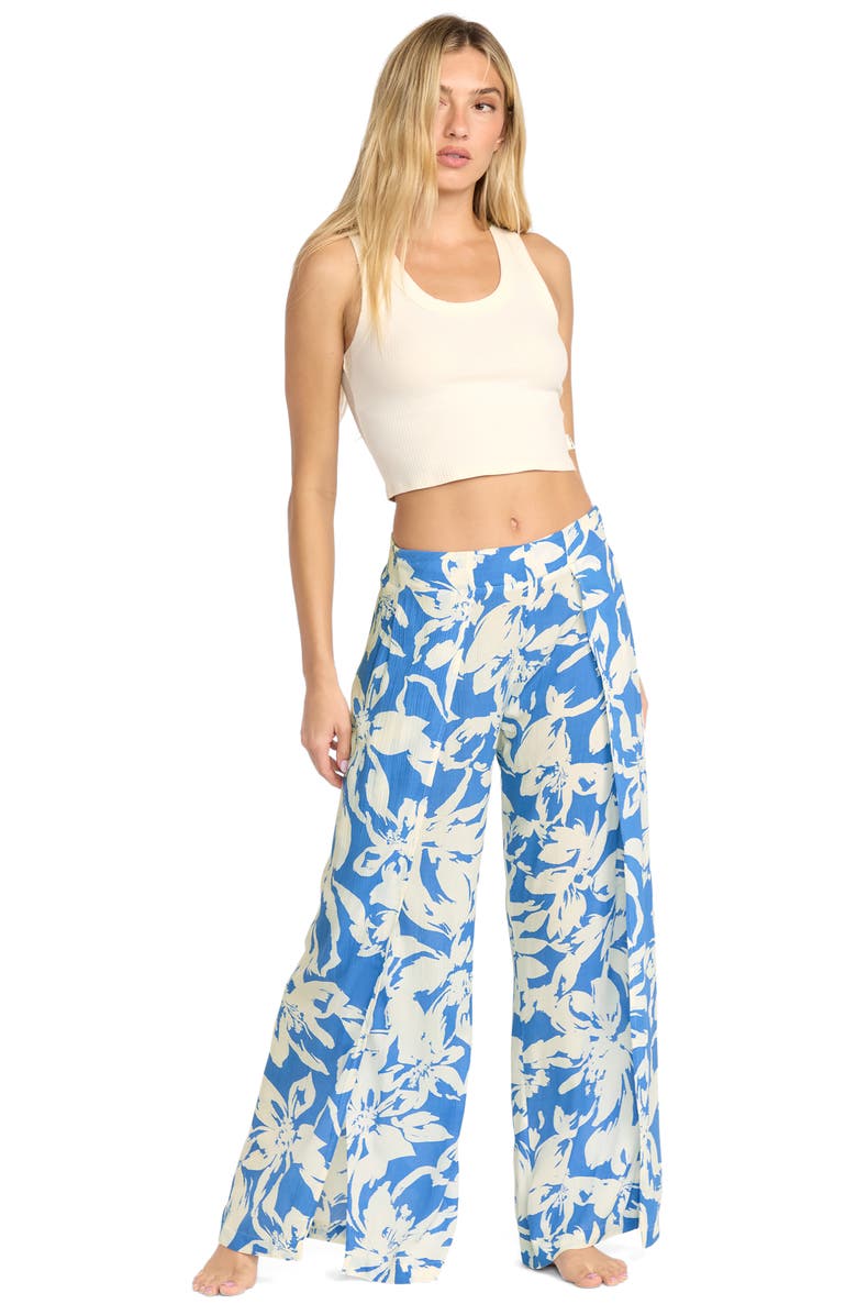 Billabong Split Spirit Floral Wide Leg Pants, Alternate, color, True Blue