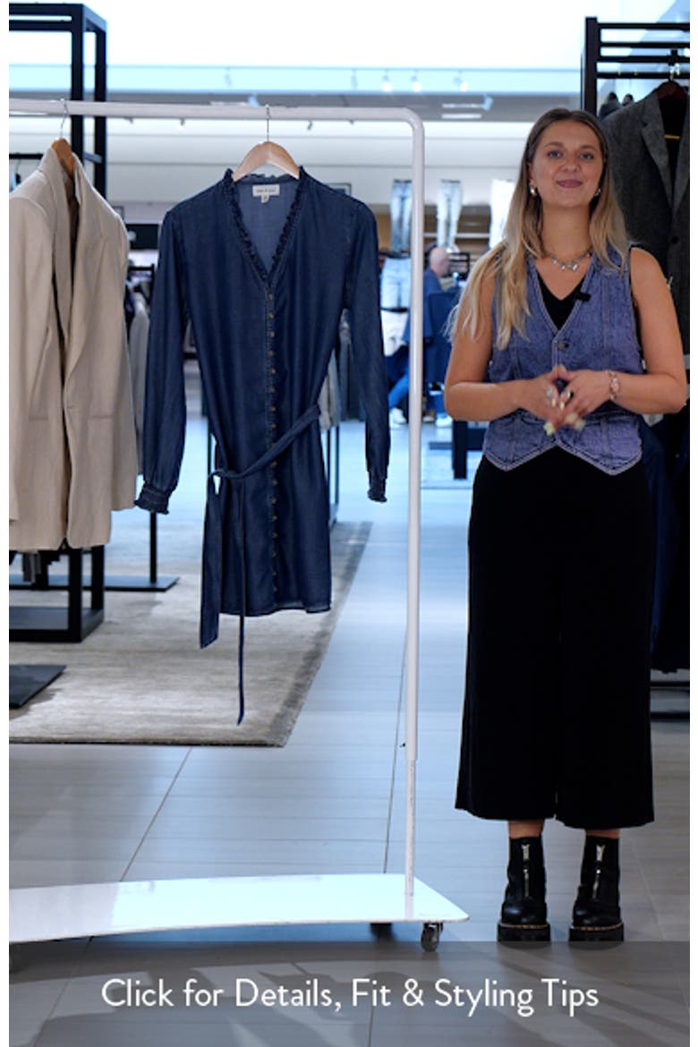 Ruffle Trim Tie Waist Denim Dress video