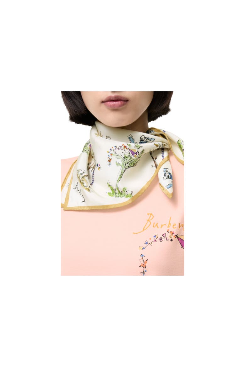 Brave Little Tree Silk Scarf, Alternate, color, Chalk white