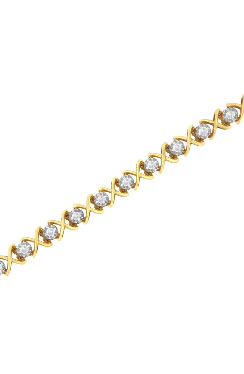 Haus of Brilliance 10K Yellow Gold Plated Silver 1 cttw Diamond Link Bracelet, Alternate, color, Yellow