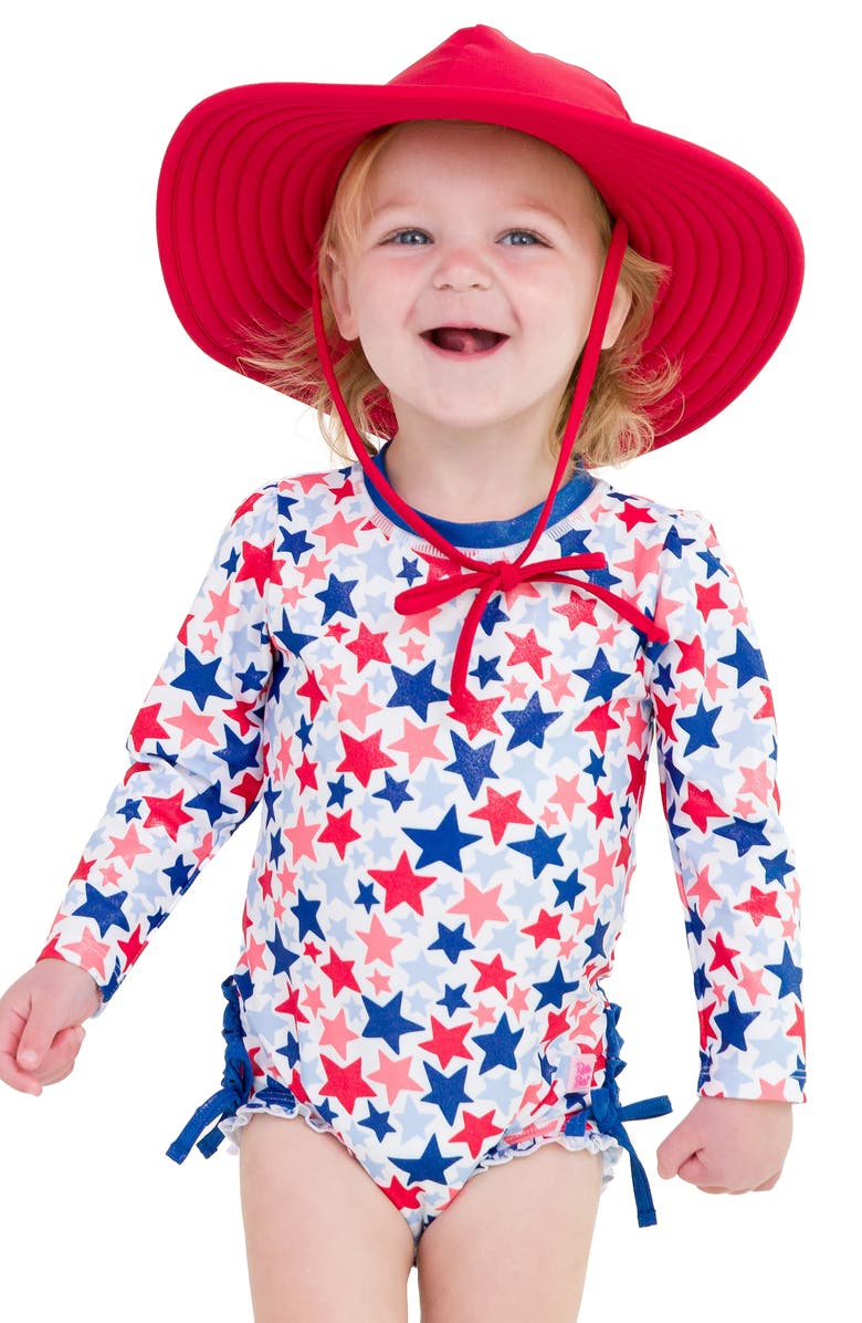 RuffleButts Shimmer Star Spangle One-Piece Swimsuit, Alternate, color,