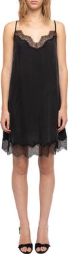 Zadig & Voltaire Respas Lace Trim Silk Slipdress