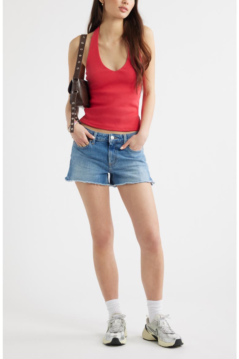 V-Neck Rib Halter Top, Alternate, color, RED SAUCY