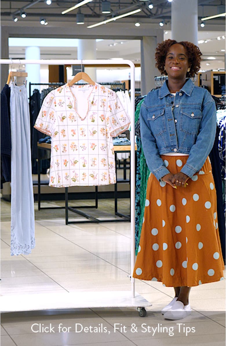 Diane Hilda Floral Split Neck Cotton Top, sales video thumbnail
