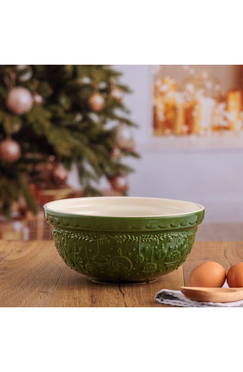 MASON CASH Deck The Halls Size 24 Green Mixing Bowl, 2.15 Quart, Alternate, color, Green