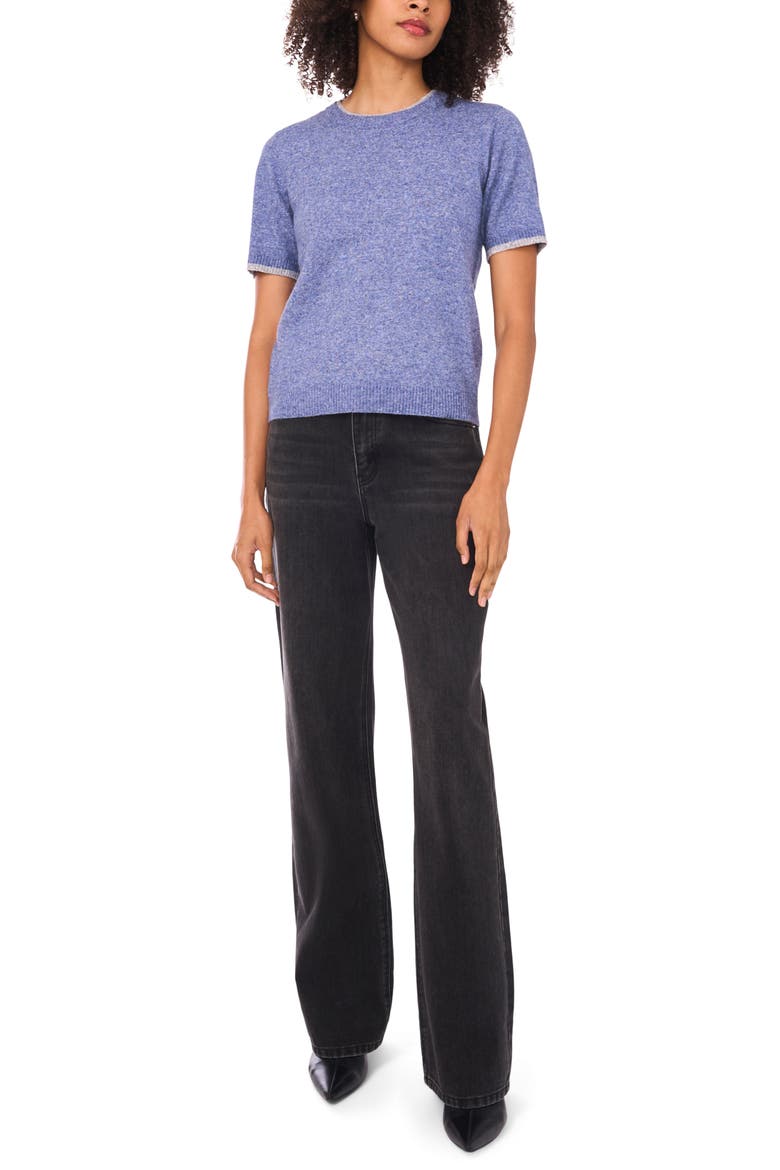 Double Crewneck Short Sleeve Sweater, Alternate, color, BERRY BLUE