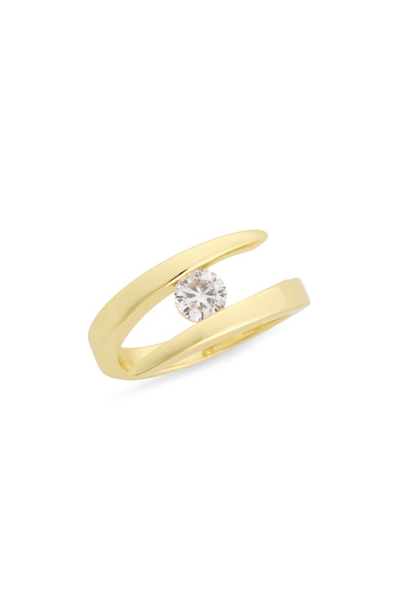 Covet Single Stone Bypass Ring, Main, color, Clear / Gold