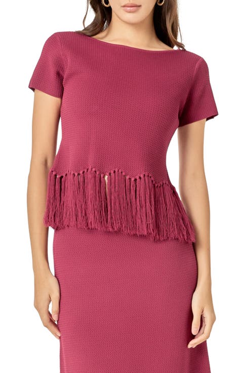 Fringe Hem Knit Top